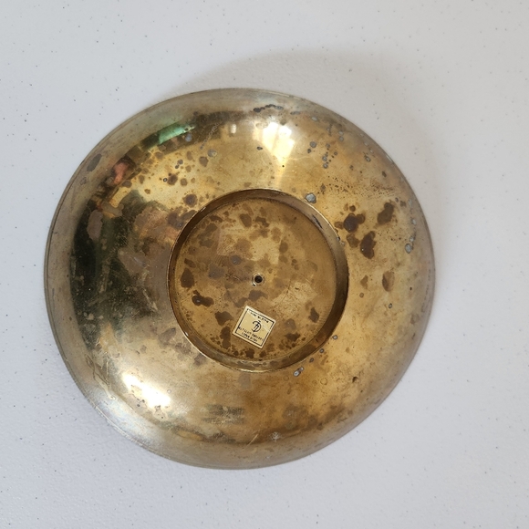 Vintage Cloisonne Enamel Brass Bowl Flying Birds Eclectic Home Decor Boho 90s - Picture 5 of 7